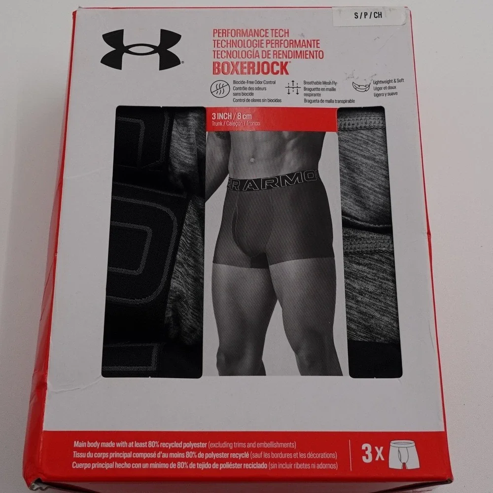 Under Armour Boxerjock Trunk Men's Small Multicolor 3-Pack 3in Performance Tech